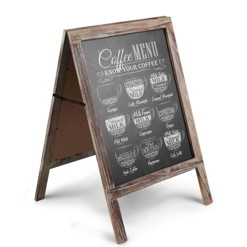 Rustic Wooden Sidewalk Double Sided A-Frame Chalkboard Sign