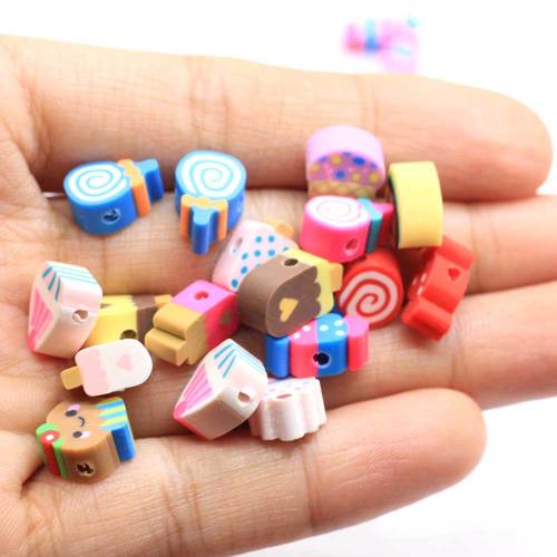 Cute Dessert Beads Candy Lollipop Popsicle Mix Polymer Clay Beads For DIY Jewelry Making