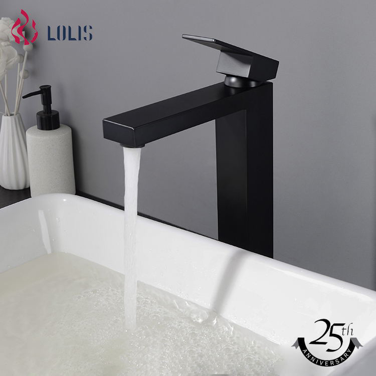 BNF600-H Single Handle Square Shape Black Basin Mixer Faucet