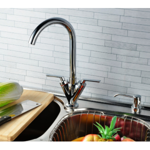 Новый стиль Chrome Double Handle Single Hole Brass Kitchen Faucets