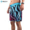 Seackin Mens Custom Summer Elastic Waist Polyester Swim Swim Beach Shorts