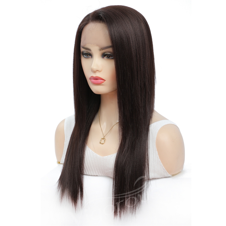 Vigorous long best free shipping wholesale color natural quality hot water silky straight synthetic invisible lace front wigs