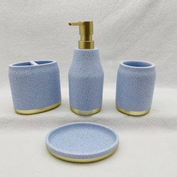 Blue Bathroom Set Resin Bottle