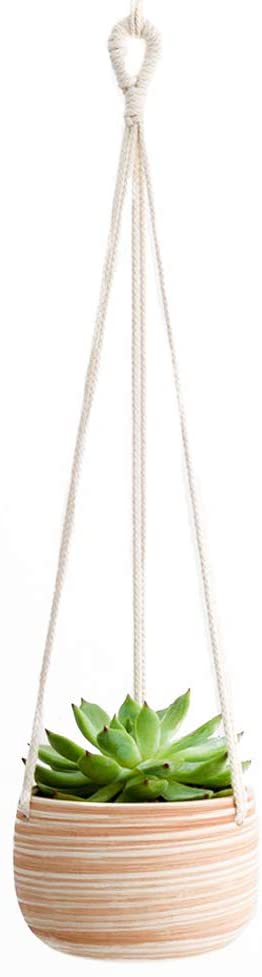 Keramische hangende planter macrame plantenhouder