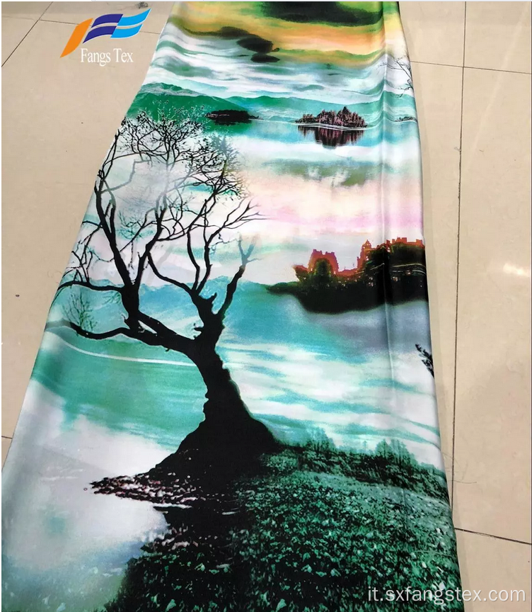 Elegante tessuto stampato in poliestere Abaya Dress Satin Fabric