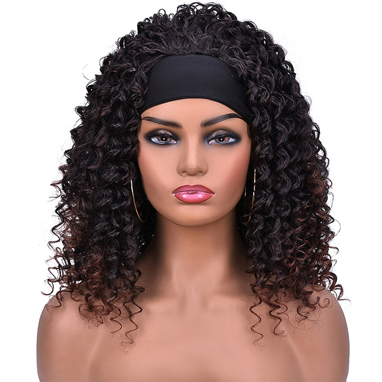 African American Women curly white women kinky africn coily top quality body wave large wig wigs  headband for black women