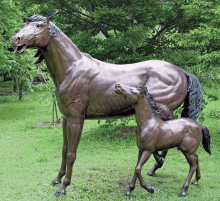 Bronze Mare & Foal Horse Statue