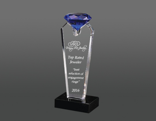 Blå kristall diamant utmärkelse
