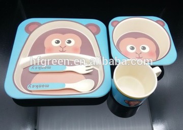 new printing bamboo fiber kids tableware set