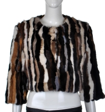 YR388 New Style 3/4 Sleeve Patchwork Genuine Mink Fur Jacket/ Colorful Mink Fur Coat