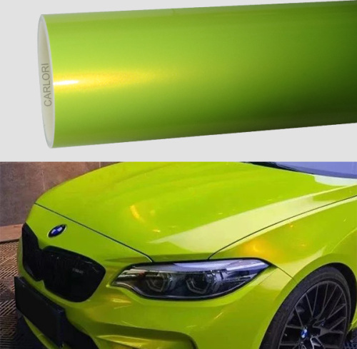 metallic fantasy lemon yellow car wrap