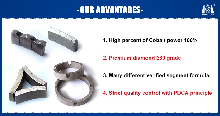 Korea quality high cobalt core drill bit diamond segment for reinforced concrete