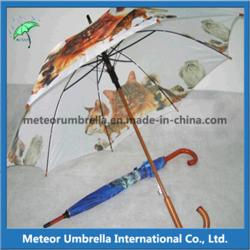 Wooden Automatic Printed Werbegeschenk Regen Regenschirme