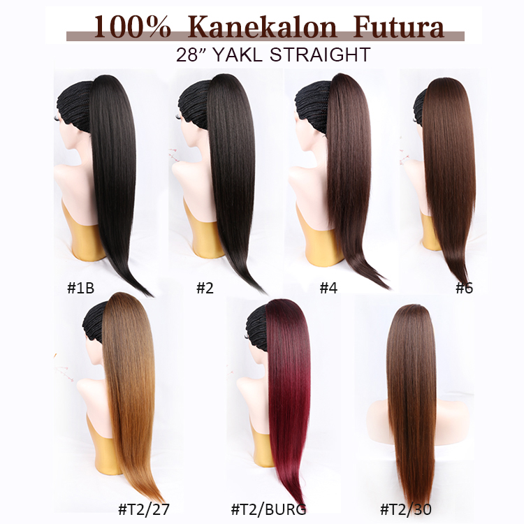 Julianna Attachment Yaki Straight Water Wave Long Pony Tails Drawstring Ponytail Hair Extensions Synthetic Hair Ponytails