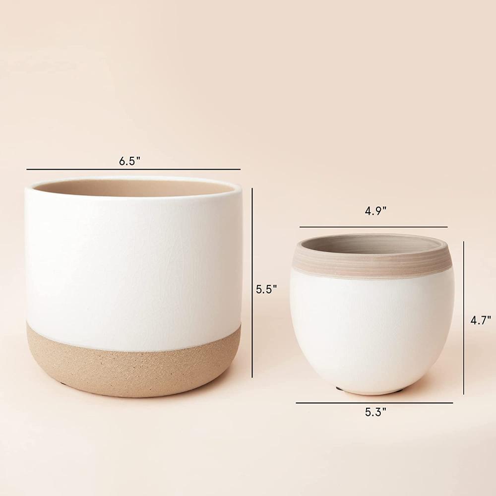 Beige keramische bloemcontainers