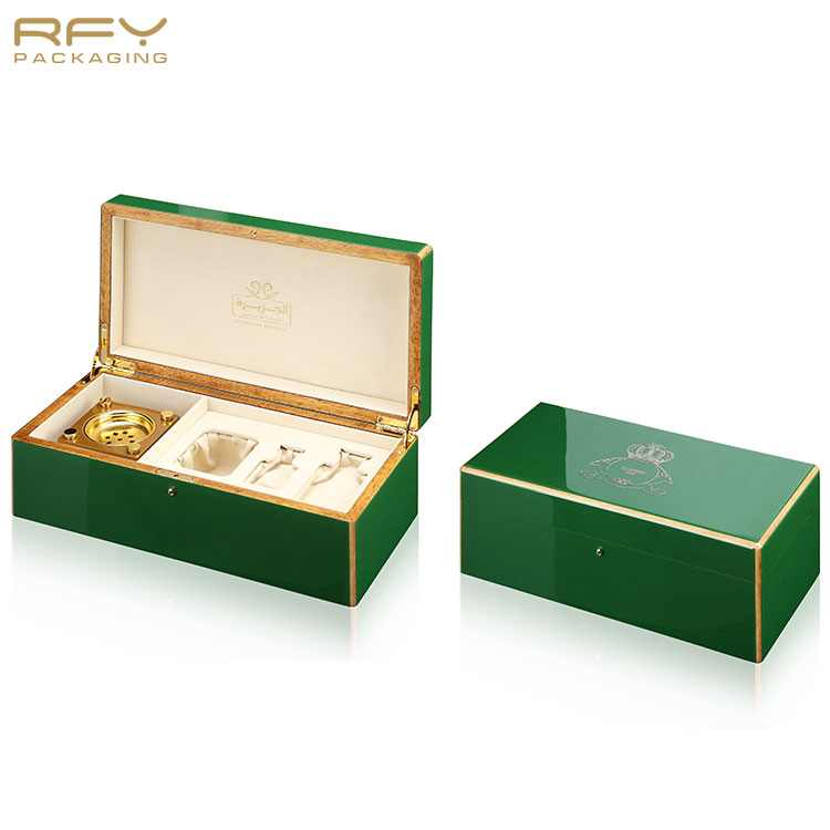 Luxury lacquer perfume insense gift box custom logo essence oil burner wooden boxes