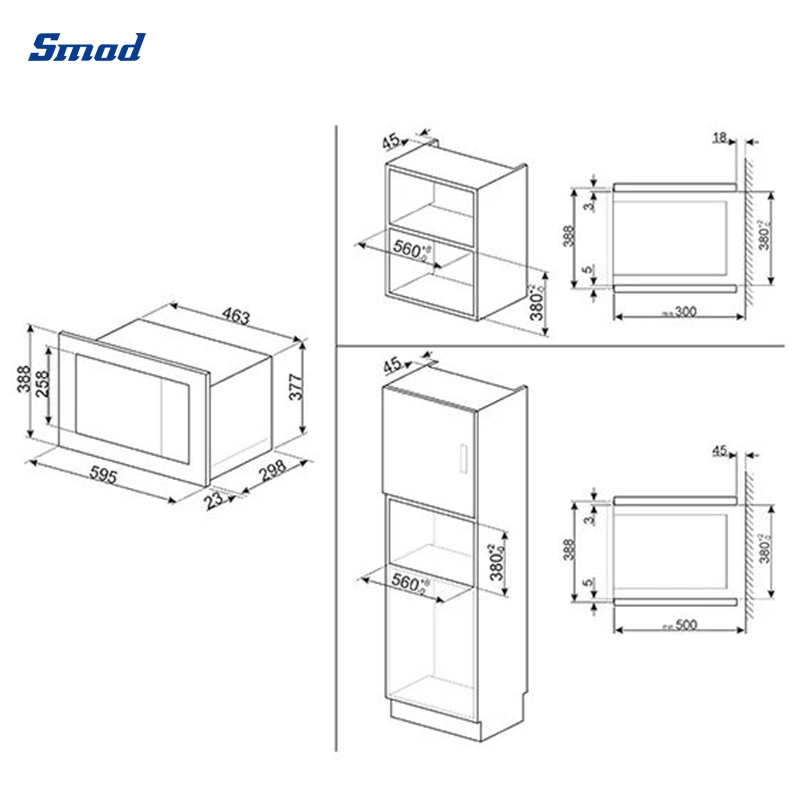 20L Built-in Stainless Steel Microwave Oven with Grill Function 20L 700W