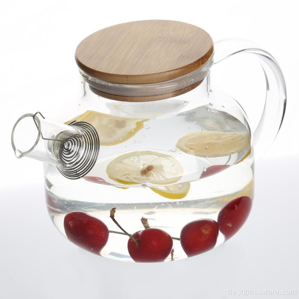 Teekanne aus Borosilikatglas mit Bambusdeckel
