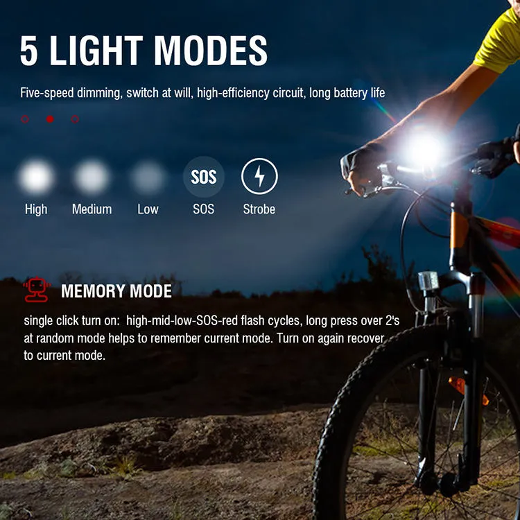USB Rechargeable Waterproof LED Bike Light Set for Safe Night Riding