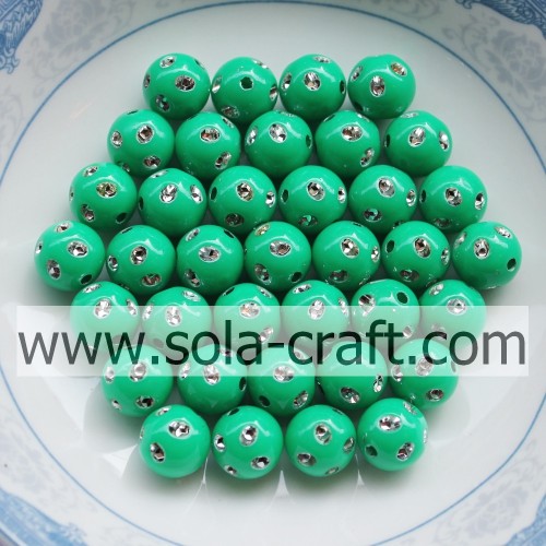 5MM Green Color Fashion Faux Diamond-studded Beads