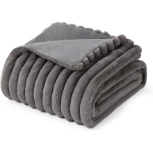 Luxury Jacquard Striped Faux Fur Blanket for Autumn and Winter