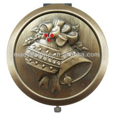 Vintage engraved brass makeup mirror