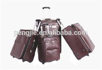 PU beautiful luggage aluminum frame 2 wheels luggage set