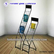 Standing metal display magazine rack