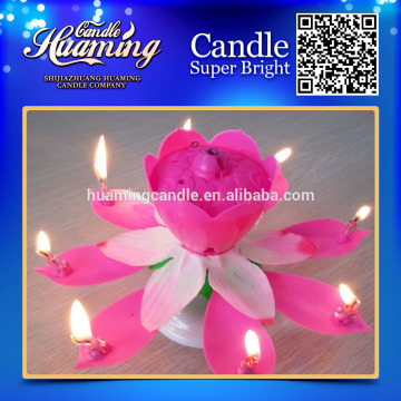 Lotus flower with happy birthday song candles