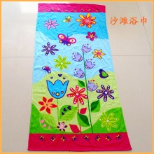 Cotton Velour Flower and Butterfly Printed Beach Towel