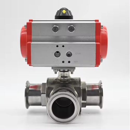 Stainless Steel Pneumatic 3Way Valve Pneumatic Ball Valve