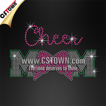 Cheer mom pink bowkont hotfix rhinestone heat press transfers designs