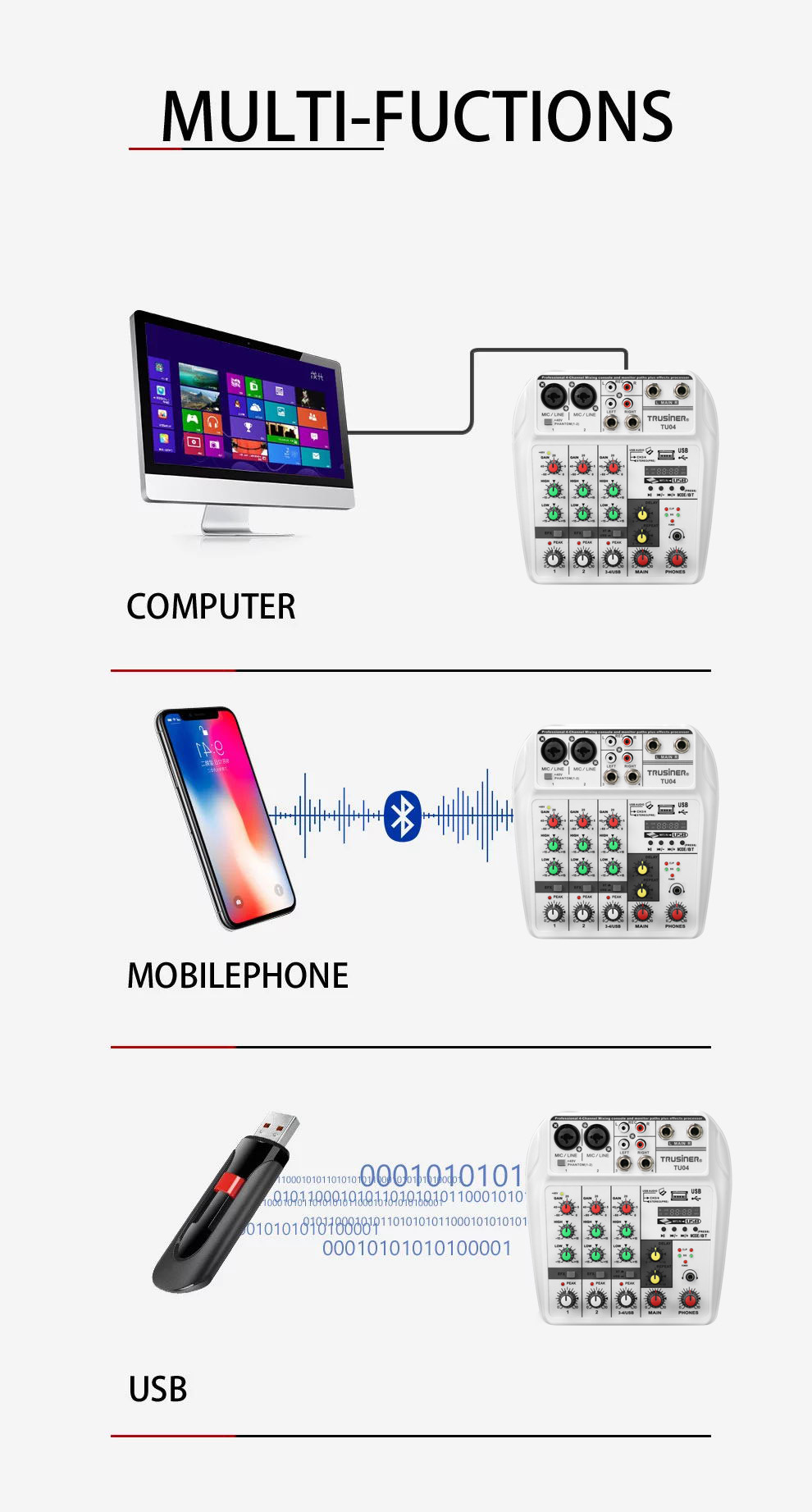 New Design Small Sound Mixing Desk Mixer