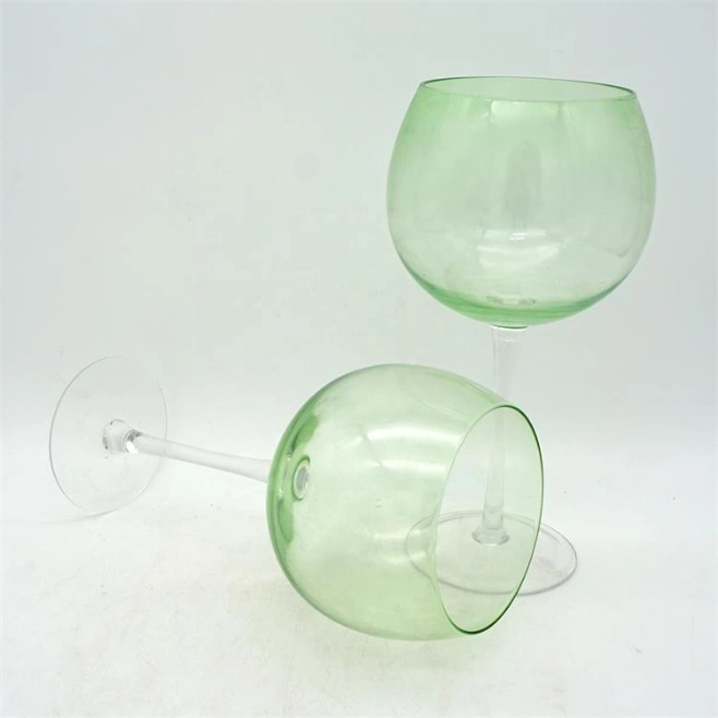 Green Balloon Goblet, Hand Blown Large-Capacity Red Wine Glass Cup