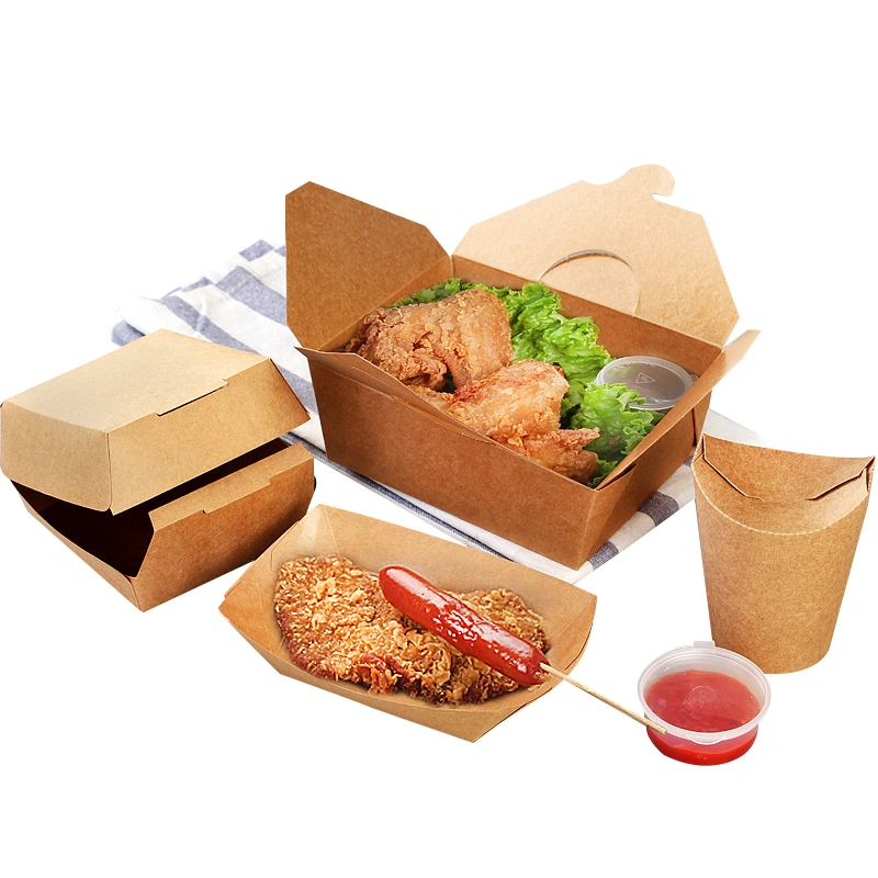 Eco Friendly Food Grade Kraft Paper Burger Box Packaging Hamburger Box