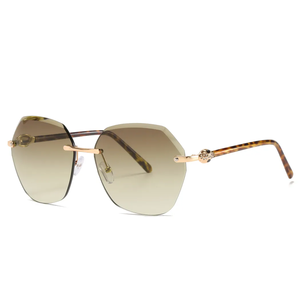 2020 Frameless No MOQ Metal Fashion Sunglasses with Diamonds