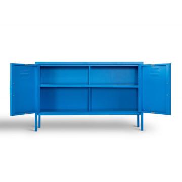 Armoire télévisée de style casier en métal bleu