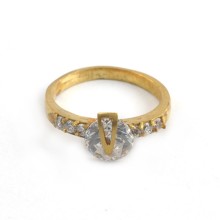 Gold Ring, Flower Leaf Brass Diamond Cz Gold Ring, Gold Rings Designs For Men & Women T606
