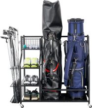 Complete Golf Storage Solution: Garage Organizer, Bag Stand & Equipment Rack