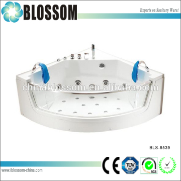 Double massage whirlpool transparent glass bath tubs