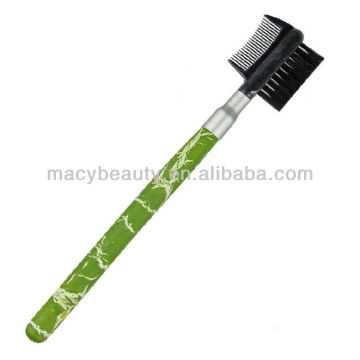 Eyebrown brush and comb with wood handle