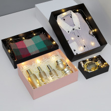 Rectangular Pink Plain Paper Gift Boxes Scarf Packaging