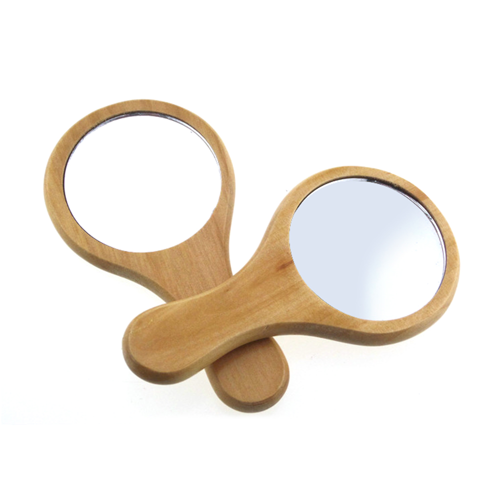 Portable Wood Makeup Mirror Handheld Mirror