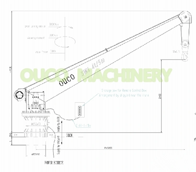 Ship Crane Electric Jib Crane 4t 5m Easy Maintenance with CCS Certificate