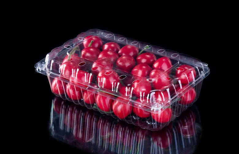 Recipiente de plástico transparente para envasado de frutas