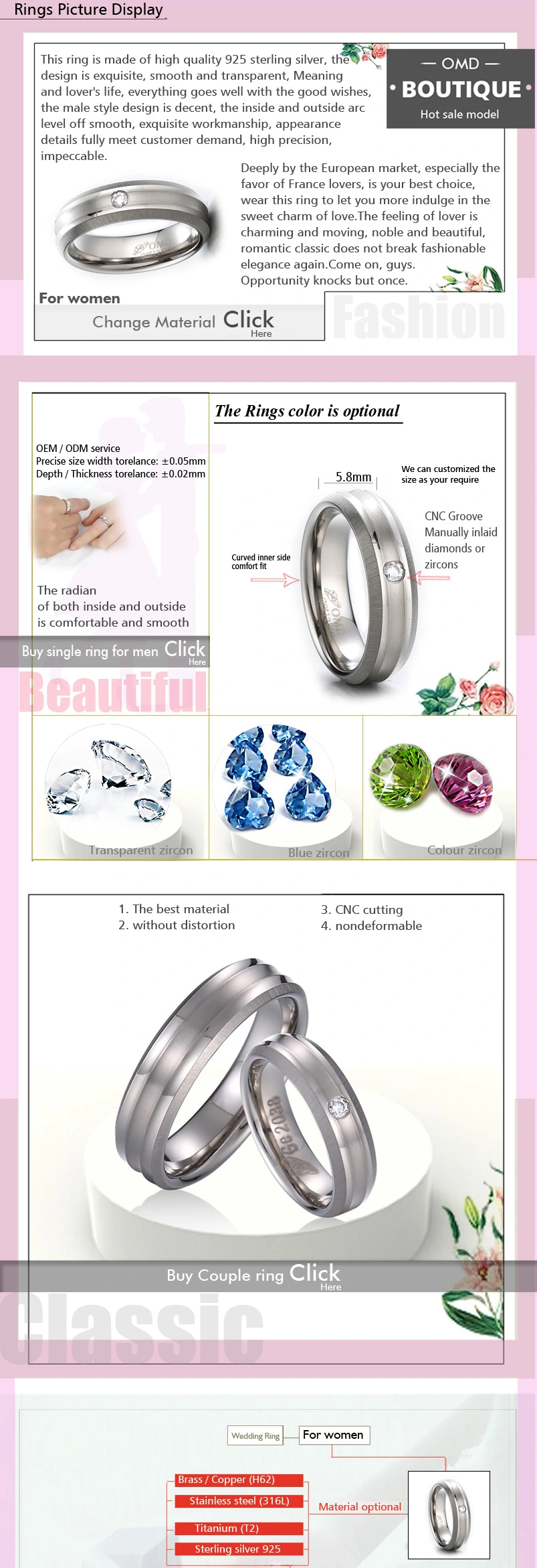 Excellent Quality Unique Sterling Cool Silver Wedding Rings or Women