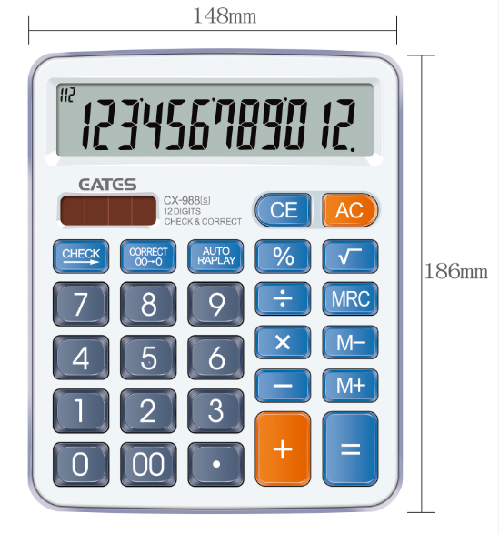 General Two way power electronic big LCD display calculator DC-988S