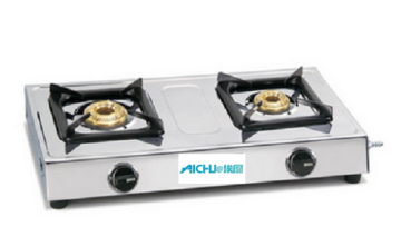 SS LPG Stove 2 Brass Burners