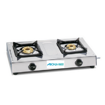 SS LPG Stove 2 Burners Brass