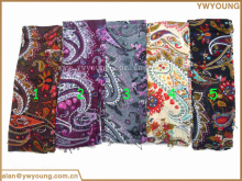 viscose scarf women tassels multi-color silk scarf